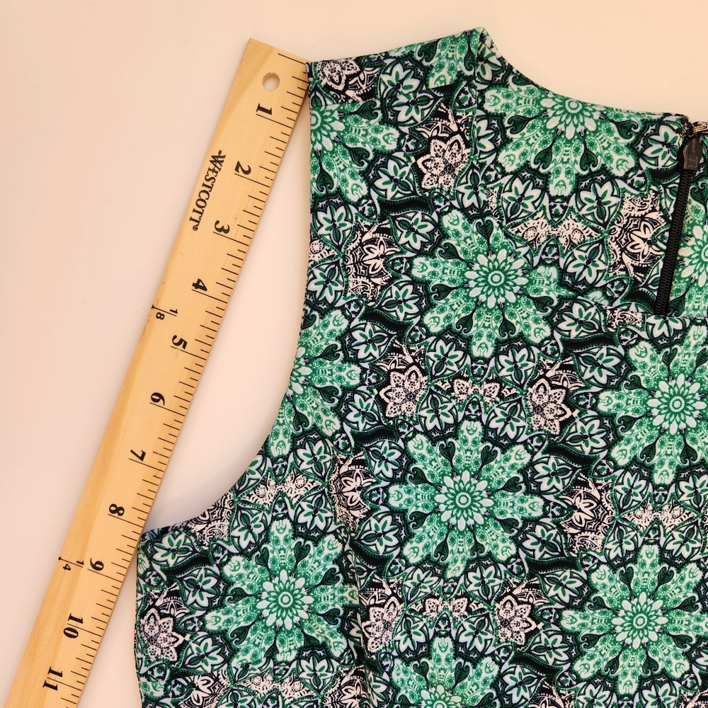 Banana Republic Shift Dress Printed Green Black Sleeveless Floral Stretch Size 4 - Picture 16 of 16
